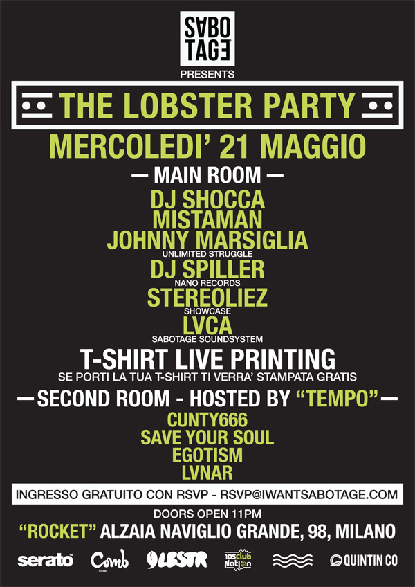 The Lobster Party Merc. 21 Maggio