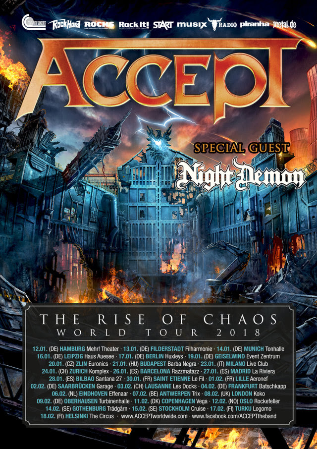 Accept – il tour europeo di ‘The Rise Of Chaos’ è iniziato! Unica data italiana il 23 gennaio