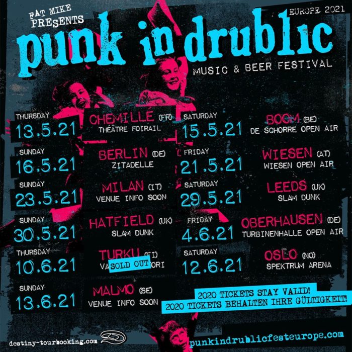 PUNK IN DRUBLIC 2021 ITALIA. DATA UNICA MILANO 23 MAGGIO 2021