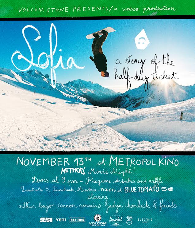 Volcom presents ‘SOFIA – A Story Of The Half-Day Ticket’ – EU premiere Innsbruck on 13th november